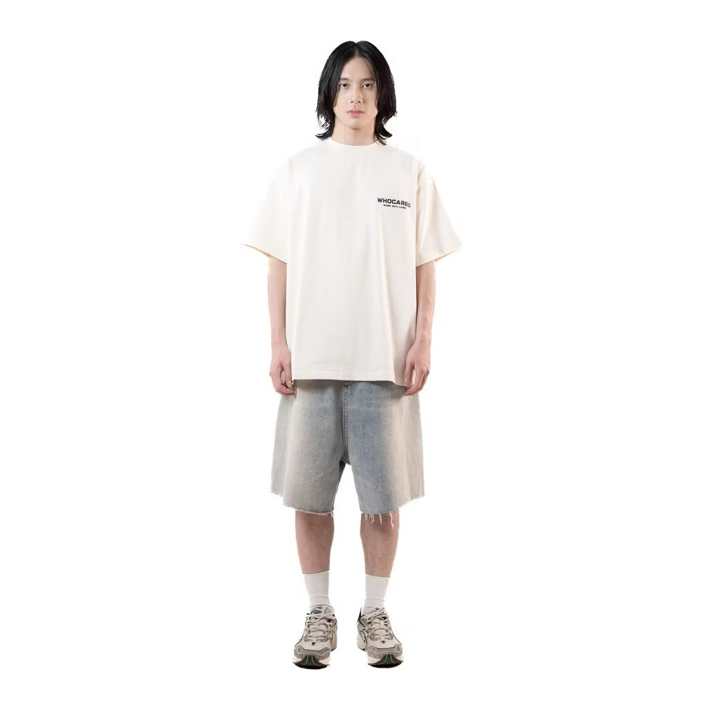 WHOCARES ESSENTIAL LOGO TEE BEIGE