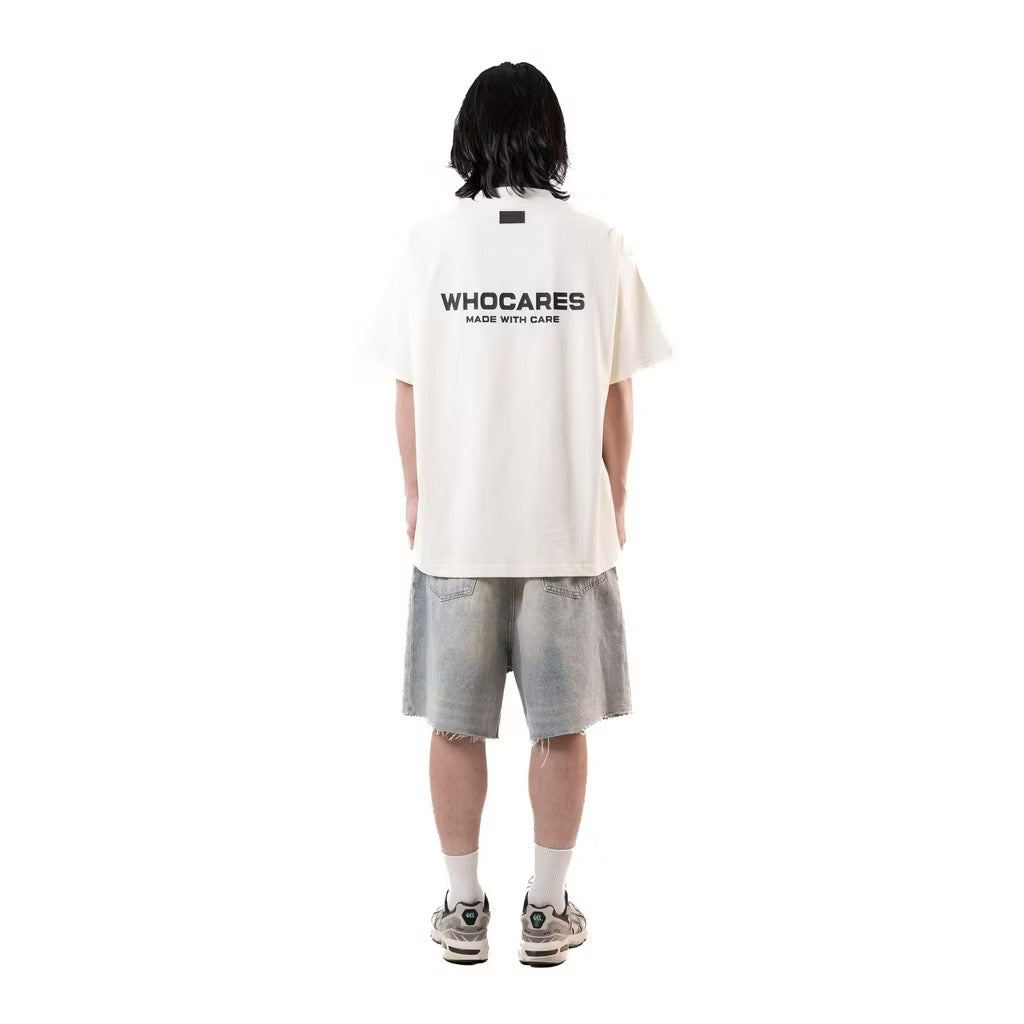 WHOCARES ESSENTIAL LOGO TEE BEIGE