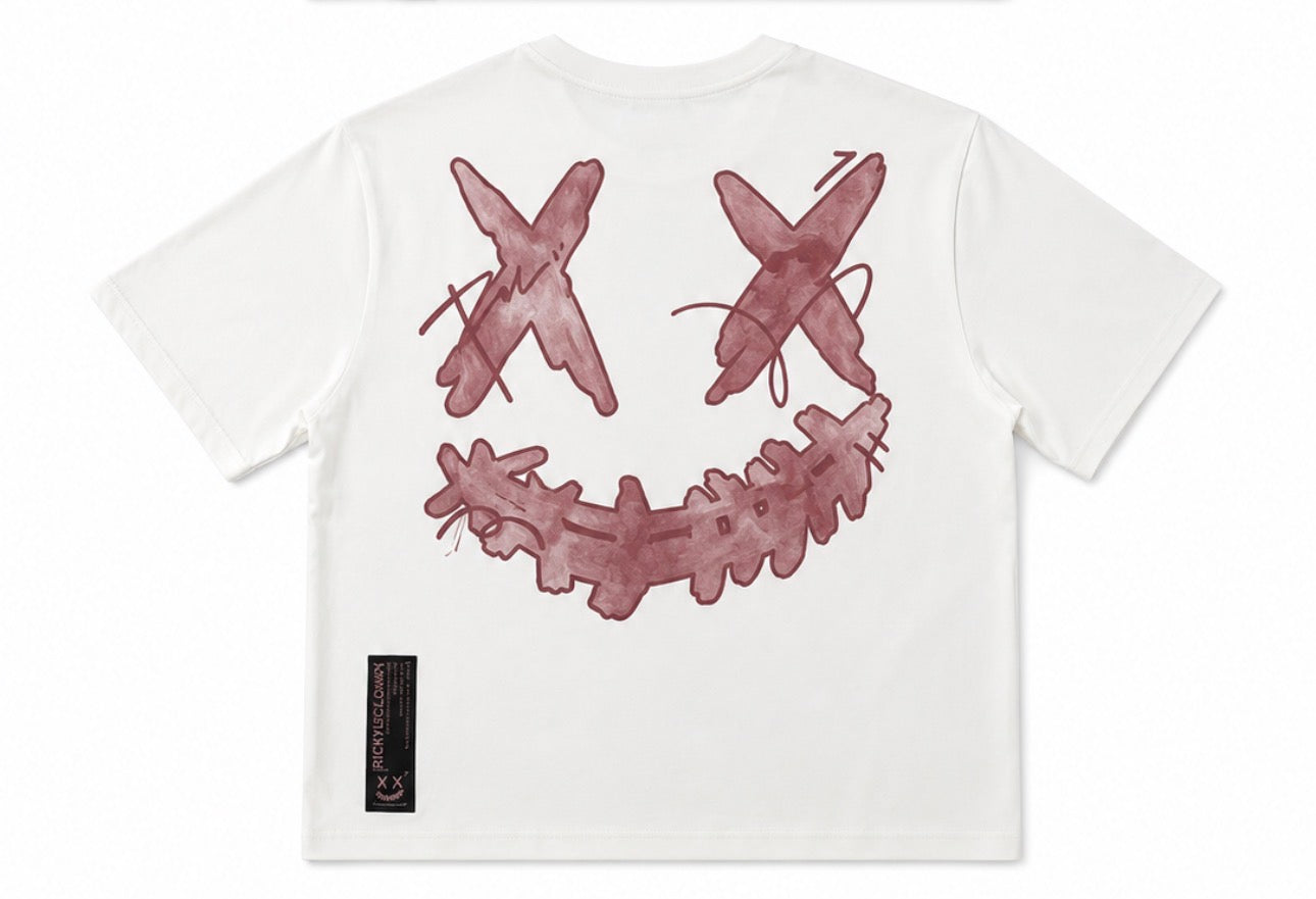 RICKYISCLOWN FLEECE CORE PINK FUR CLOWN TEE WHITE
