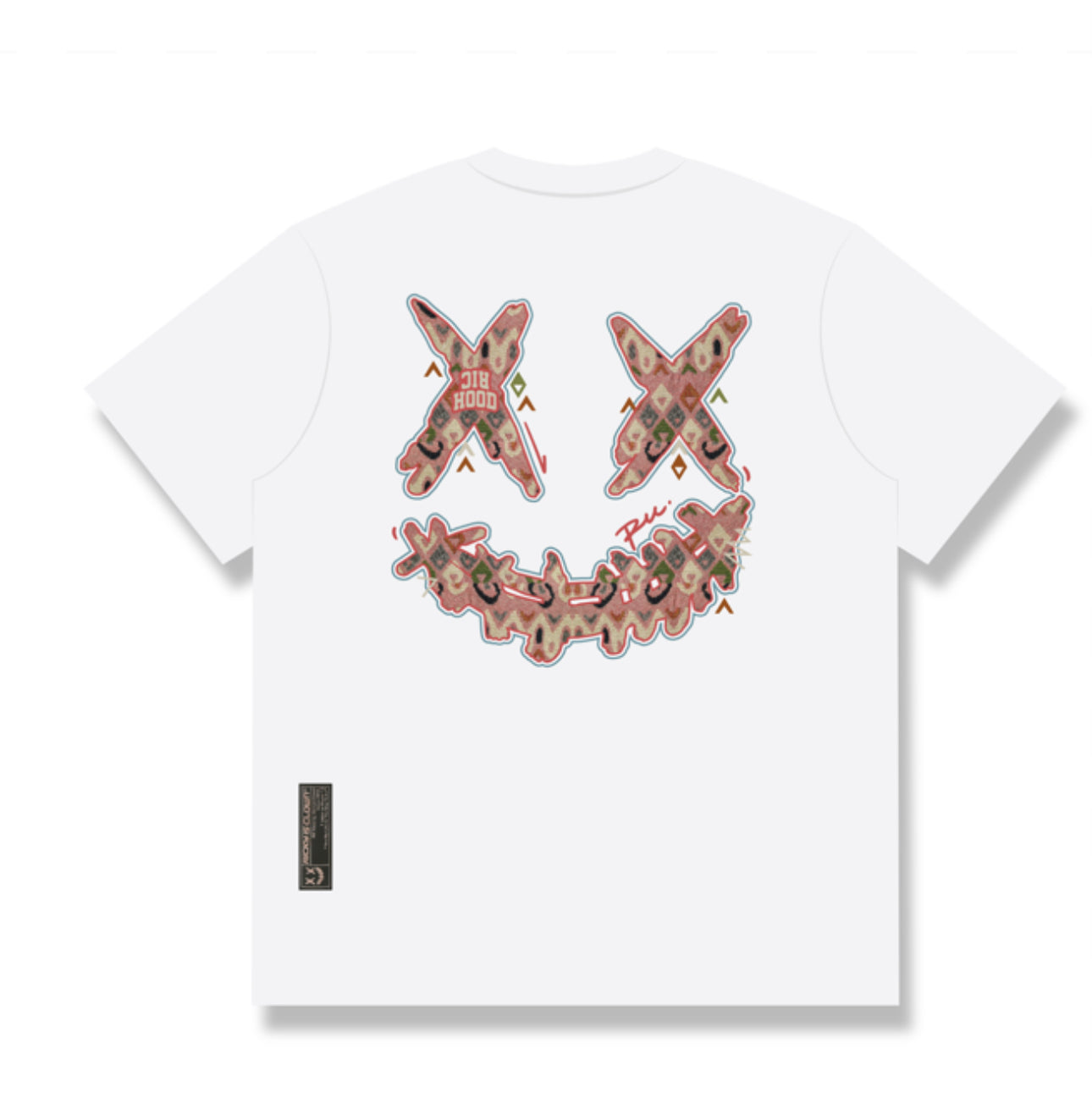 RICKYISCLOWN PINK EMBROIDERY RIC HOOD WHITE T SHIRT