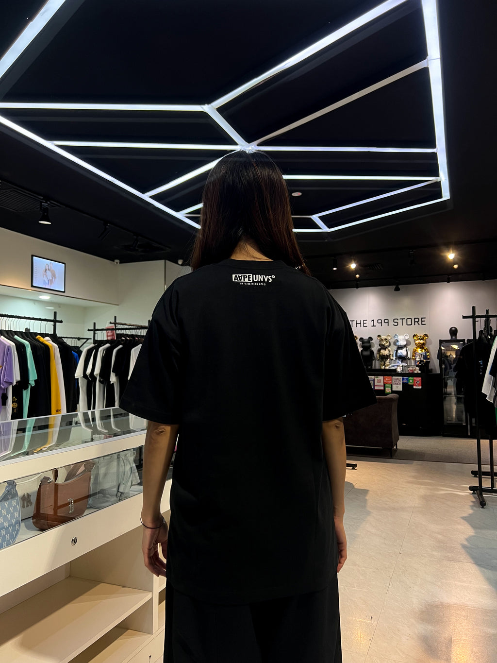 BAPE AAPE MOONFACE TEE BLACK BEIGE