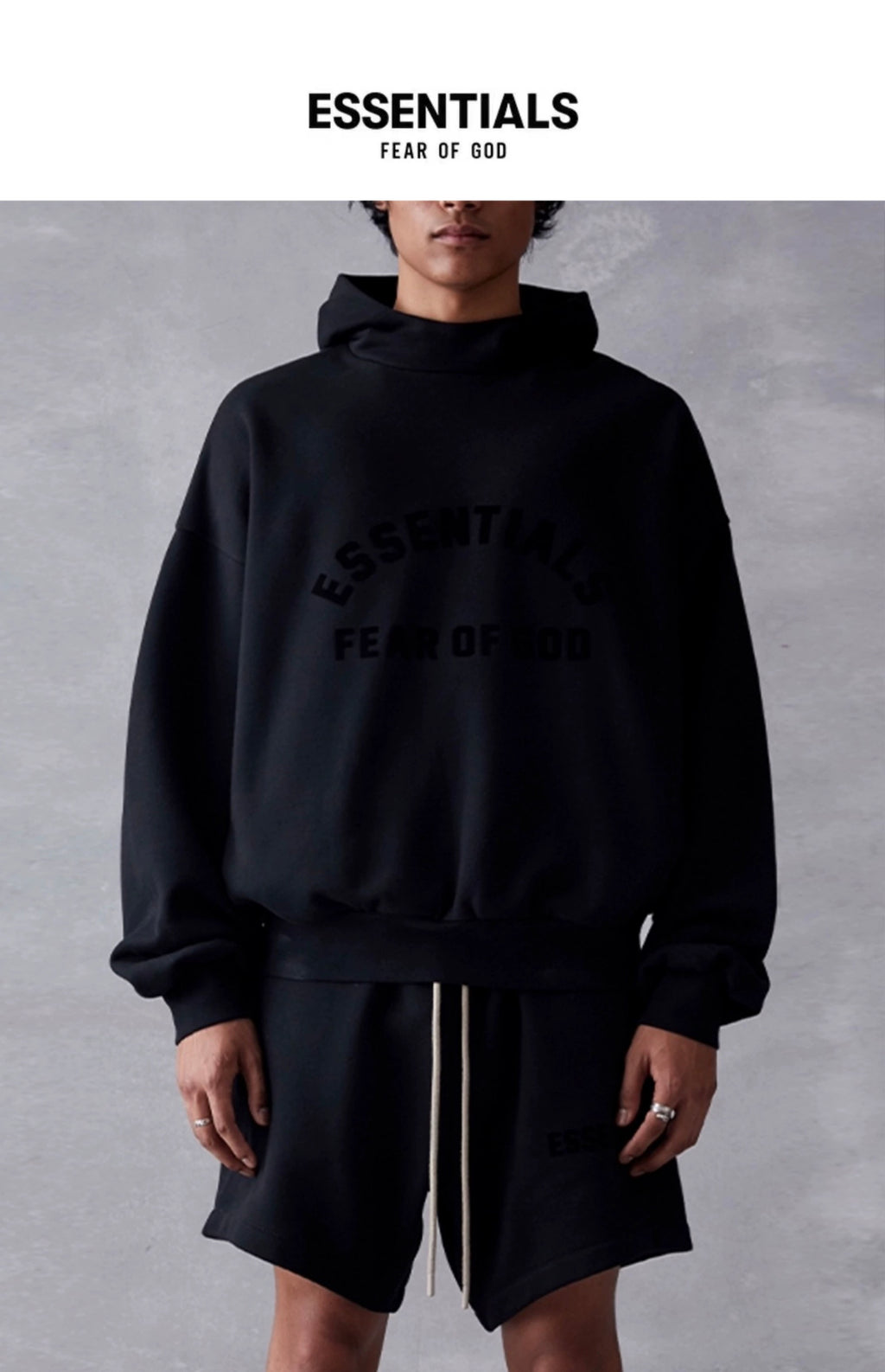 Fear of God Essentials SS23 Bonded Logo Hoodie Jet Black