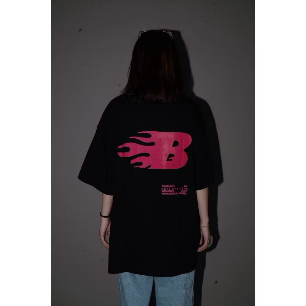 GOAT BLAZE PINK LOGO BLACK T SHIRT