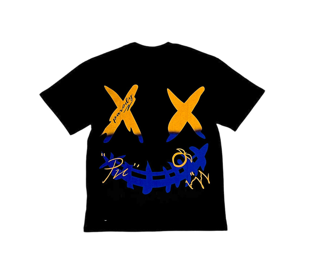 PARODY SMILEY FACE DESIGN 022 BLACK T SHIRT