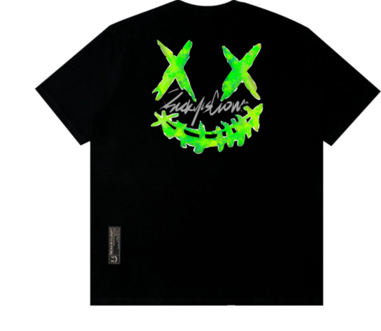 RICKYISCLOWN GREEN PRINTED LOGO + REFLECTIVE BLACK T SHIRT
