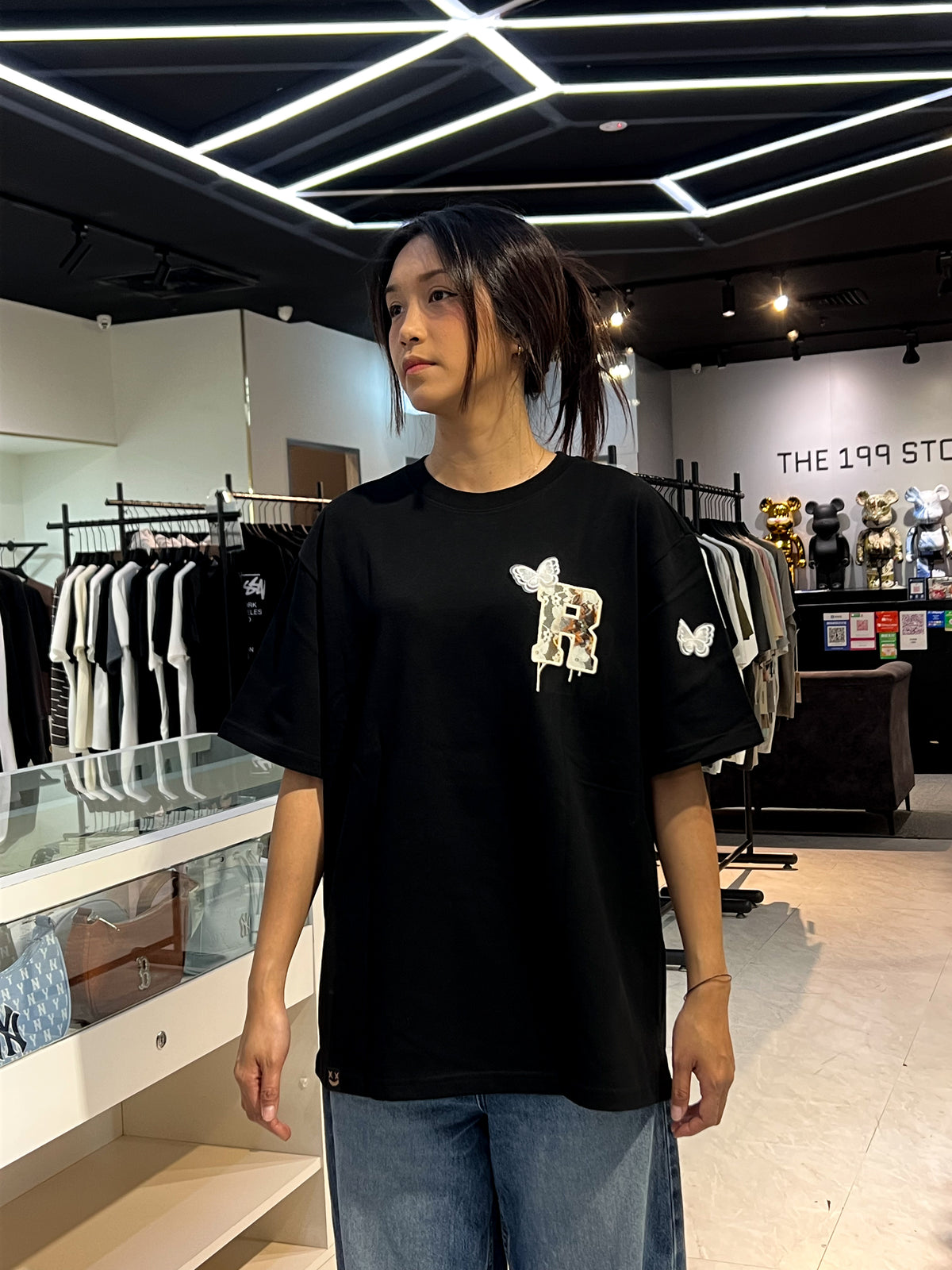 RICKYISCLOWN 3D BUTTERFLY LACE CLOWN  TEE BLACK