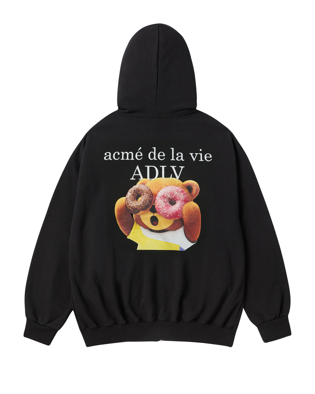 ADLV BEAR DONUT BABY FACE HOODIE ZIP UP BLACK