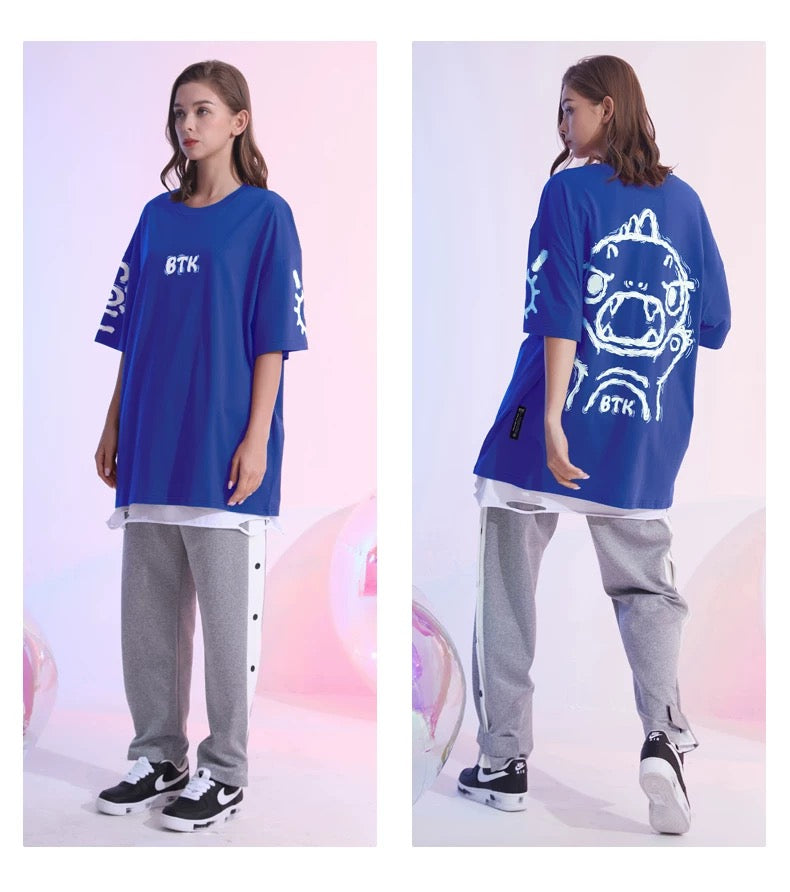 BTK WHITE LOGO TEE BLUE