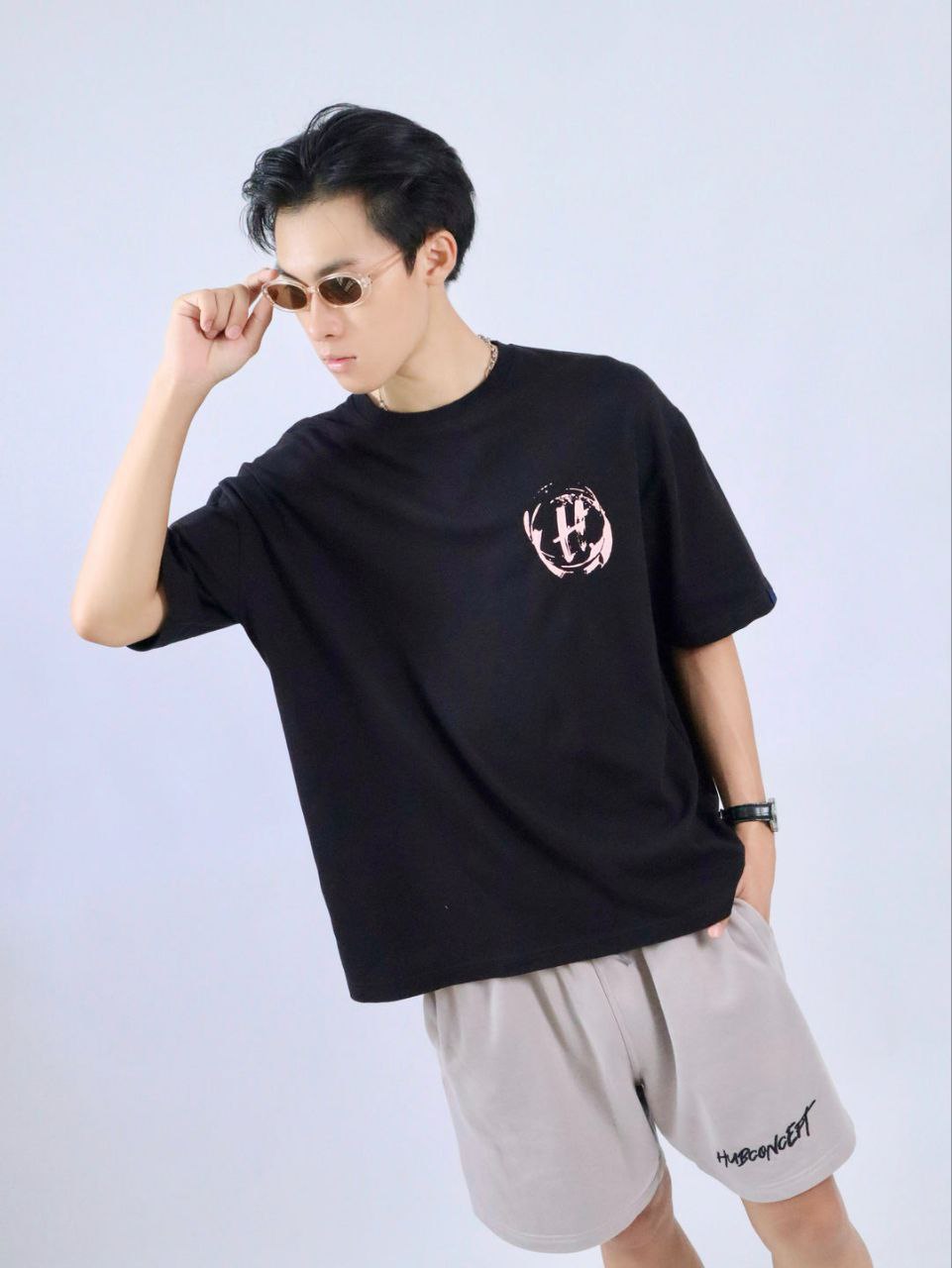 HUBCO CRAFTED LAYER TEE BLACK/WHITE