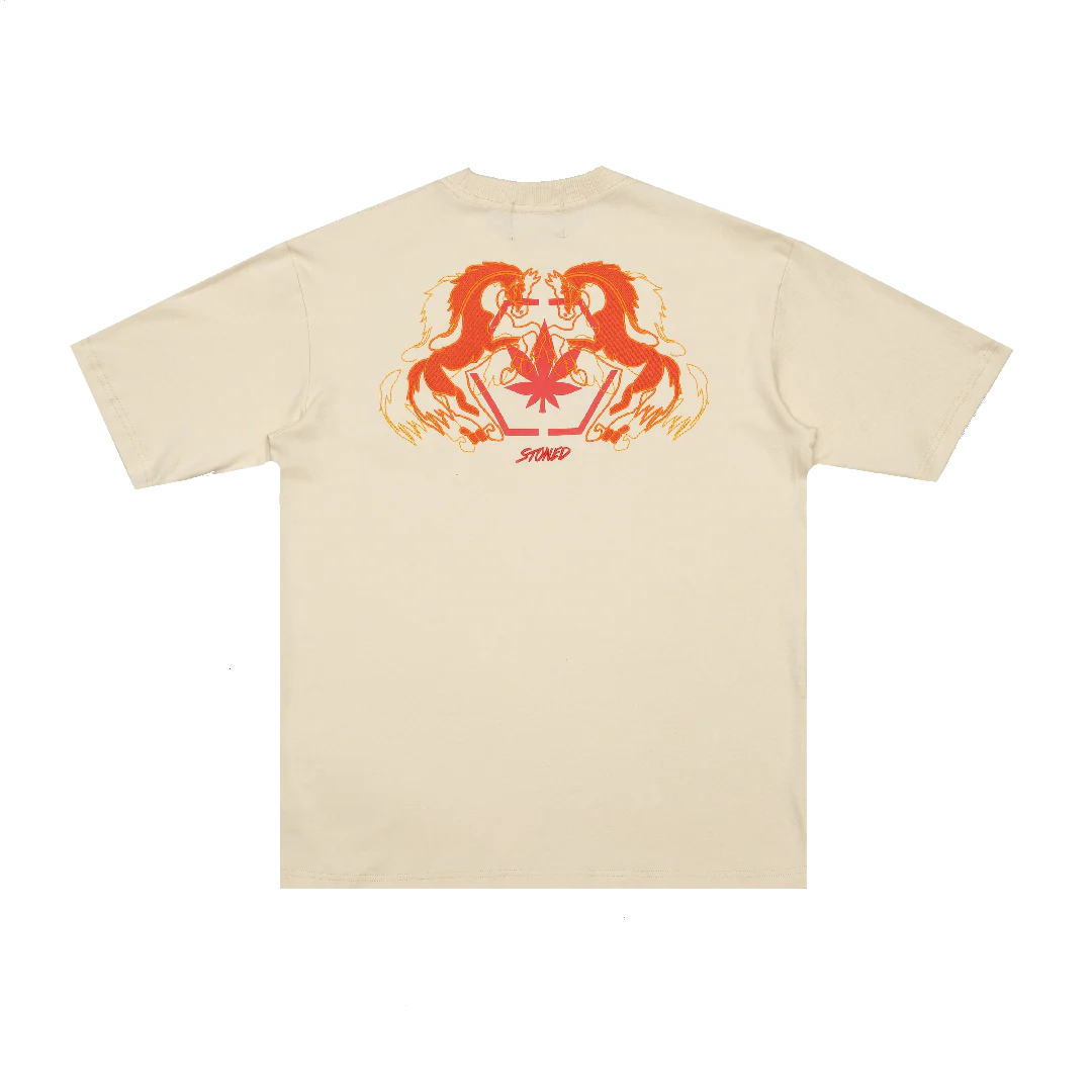 STONED & CO 26: DARK HORSE TWIN HORSES BEIGE TEE