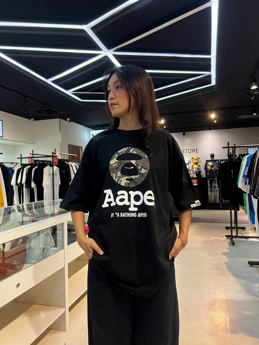 BAPE AAPE CAMO TEE BLACK