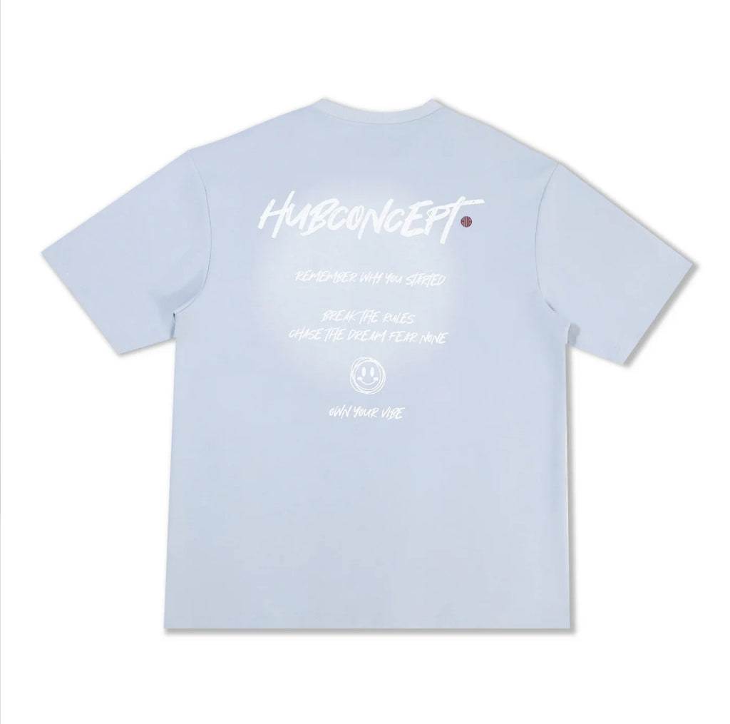 HUBCO REBELLION MANUSCRIPT TEE BLUE