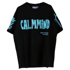 Calmmind Blue Logo Monster Black Tee