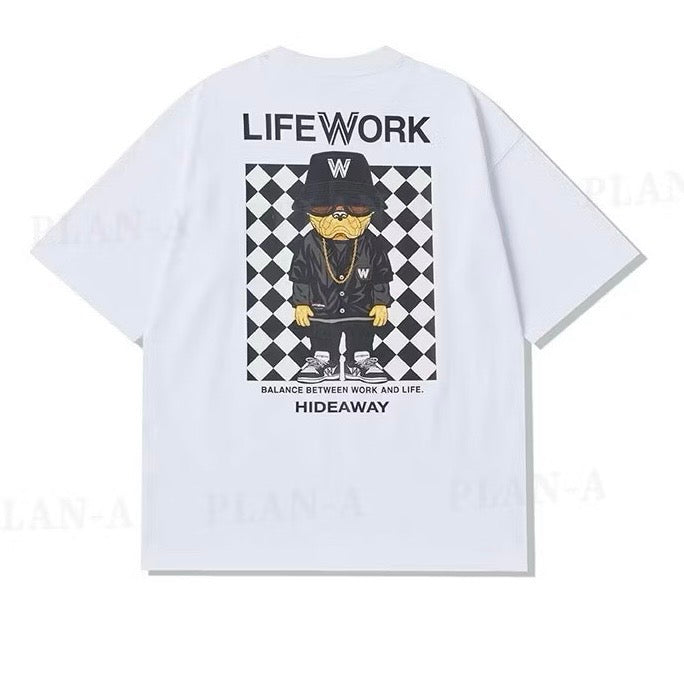 Lifeofwork CheckerBoard HipHop White Tee