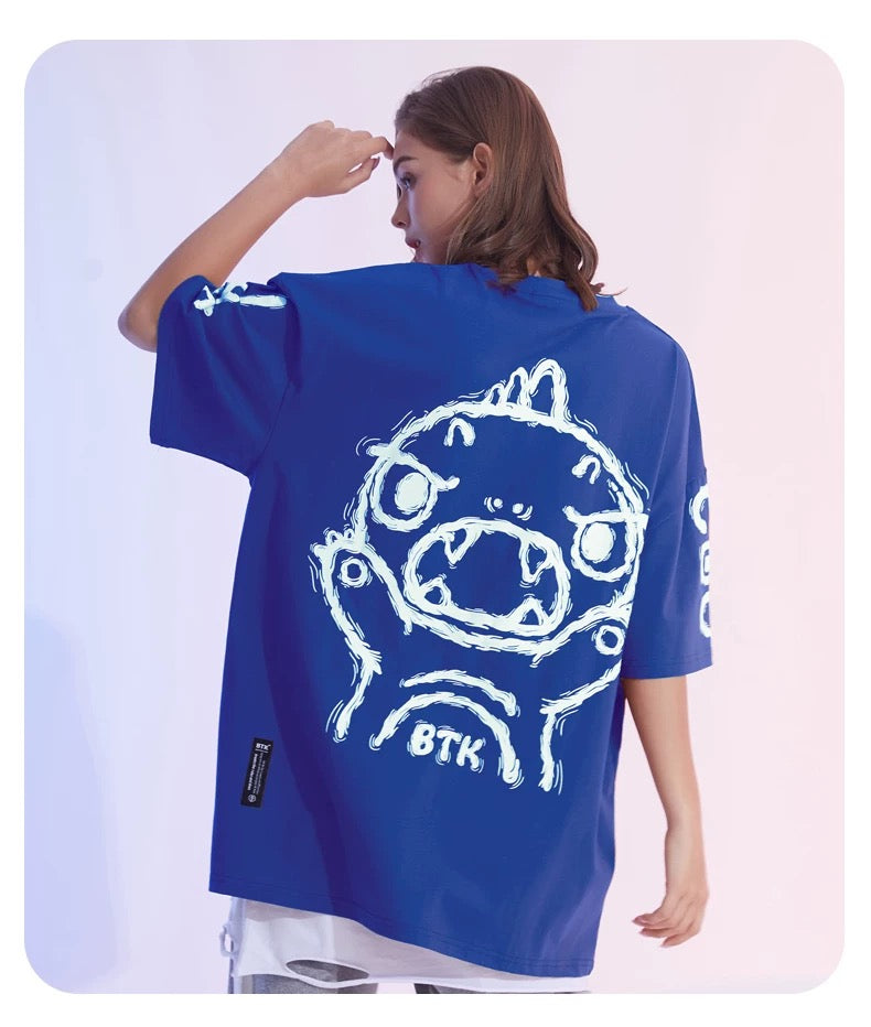 BTK WHITE LOGO TEE BLUE