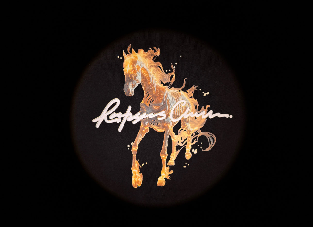RICKYISCLOWN HORSE ON FIRE T SHIRT BLACK
