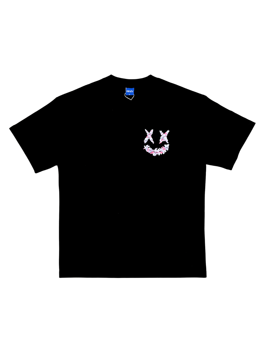 PARODY SMILEY FACE DESIGN 042 BLACK T SHIRT