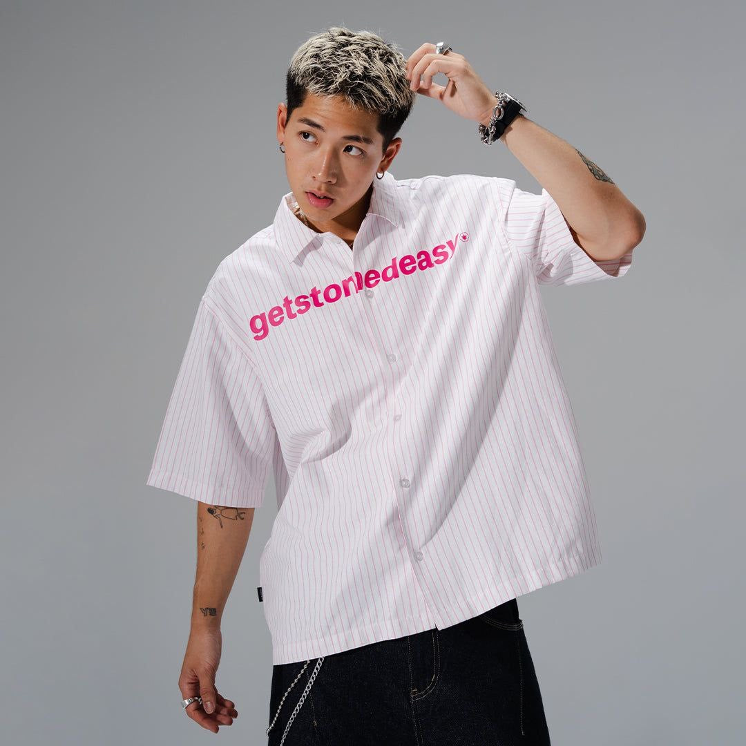 Stoned X GRE : Stripe Shirt White Pink