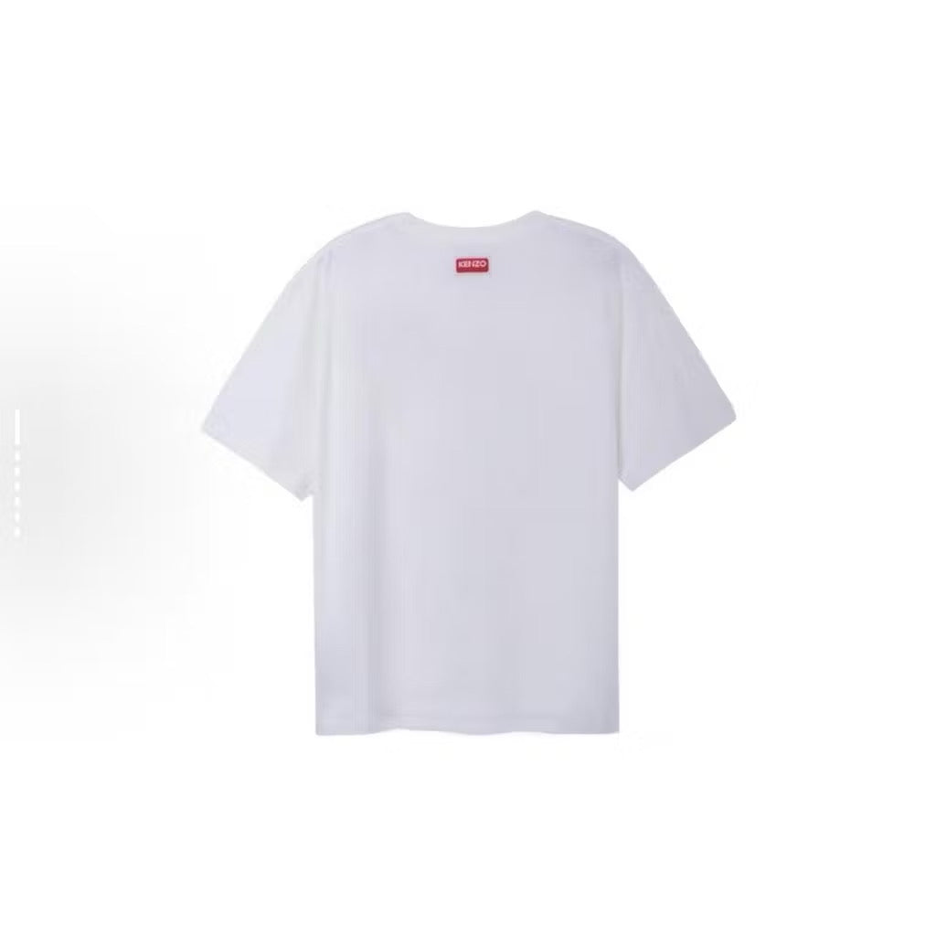 KENZO PRINTED ELEPHANT FRONT LOGO WHITE T SHIRT (OS) OVERSIZED