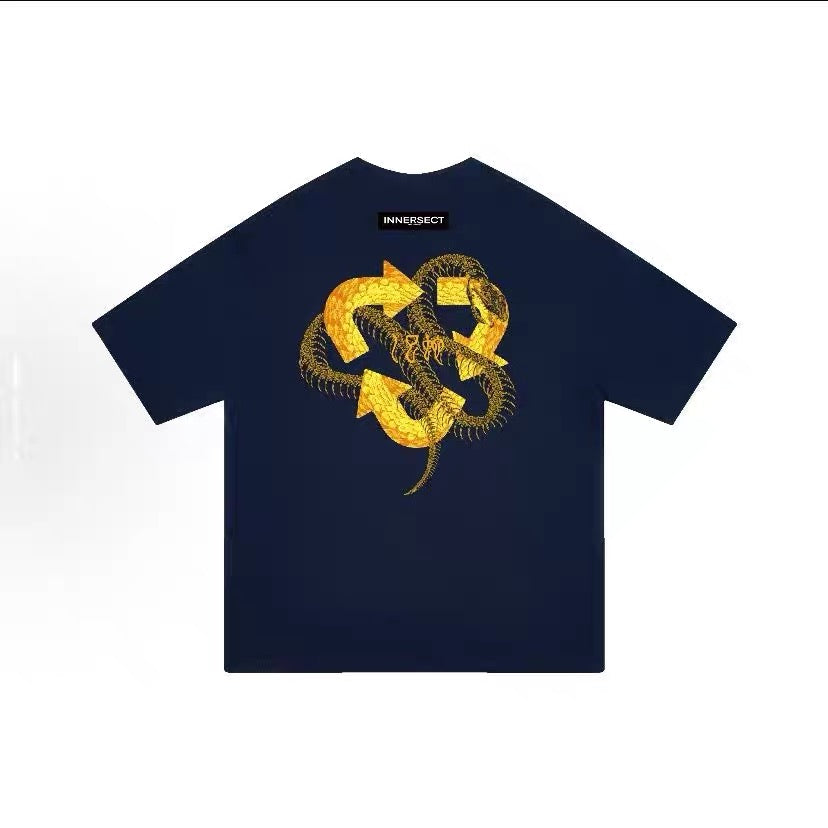 INNERSECT TRIANGLE YELLOW SNAKE NAVY T SHIRT