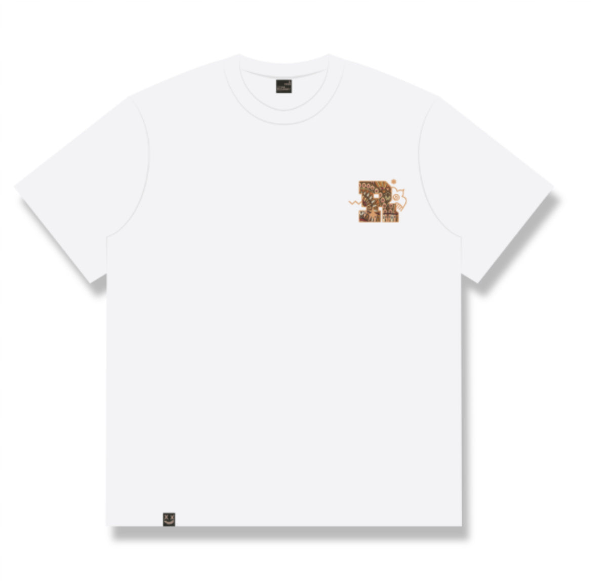 RICKYISCLOWN BROWN BOHO EMBROIDERY WHITE TEE