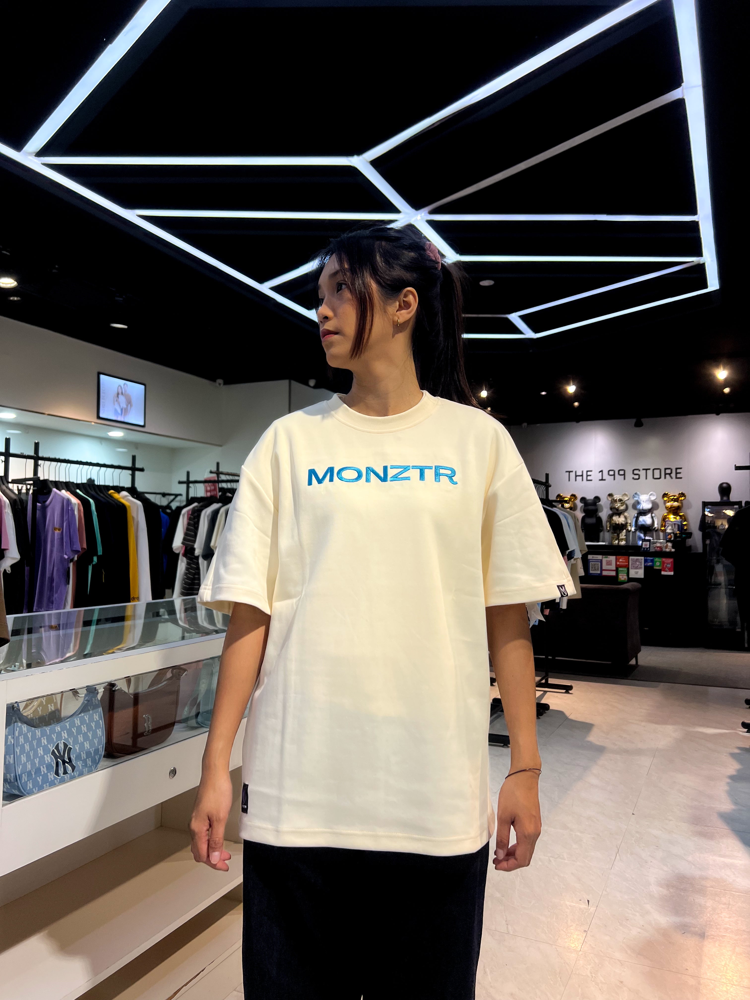 MONZTR ESSENTIAL STRAP TEE CREAM/BLUE