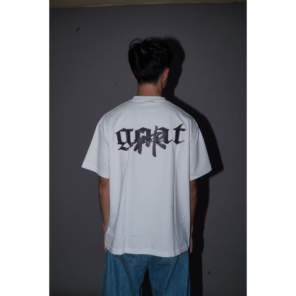 GOAT SHADOW SCRIPT WHITE T SHIRT