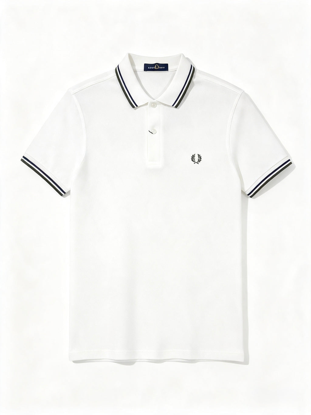 FRED PERRY(twin tipped polo shirt off white )(navy & moss green striped)
