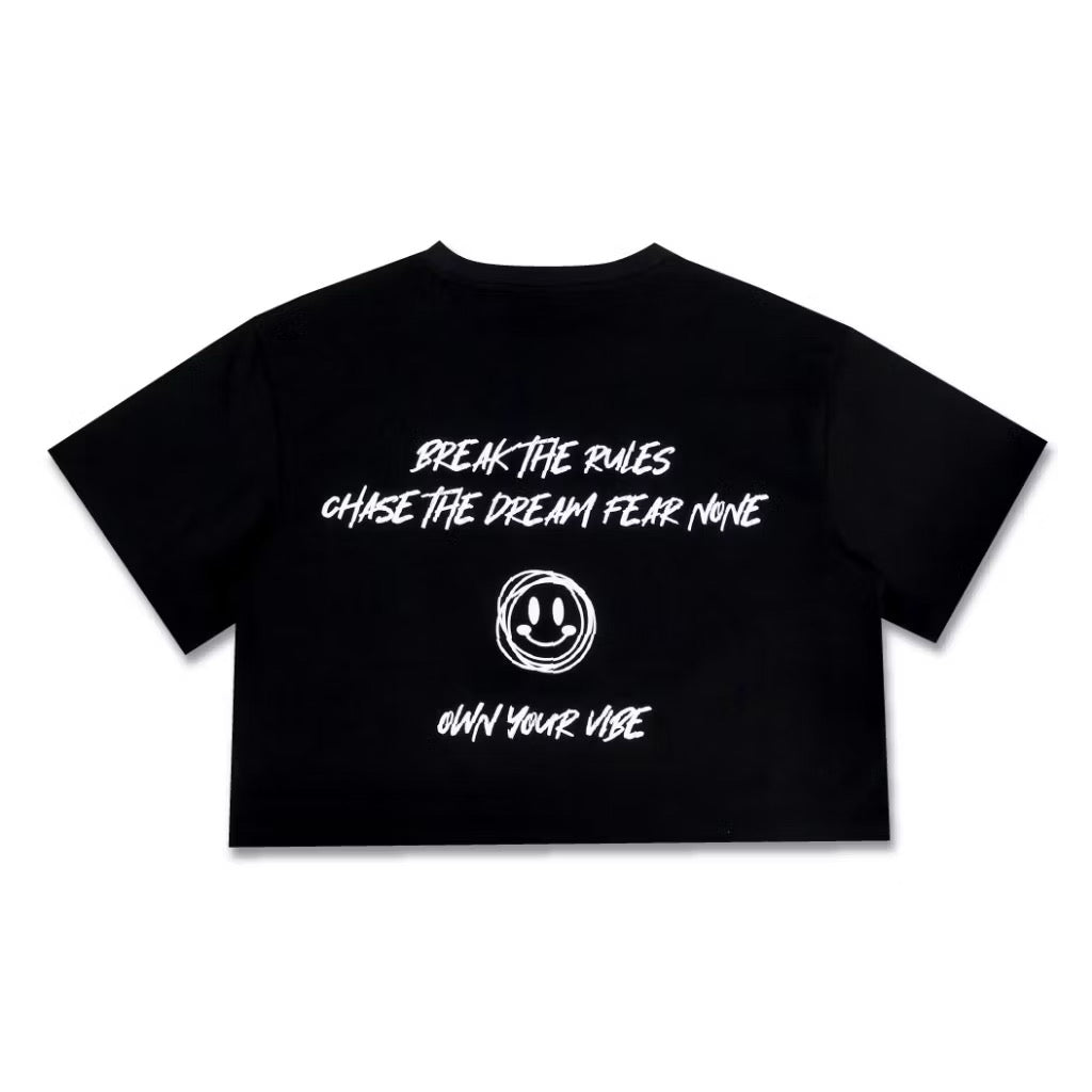 HUBCO REBELLION MANUSCRIPT  CROP TOP BLACK