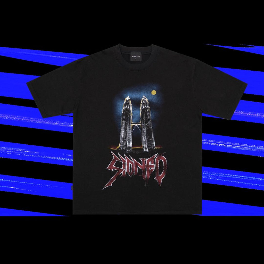 Stoned & Co Twin Tower Washed Tee Black