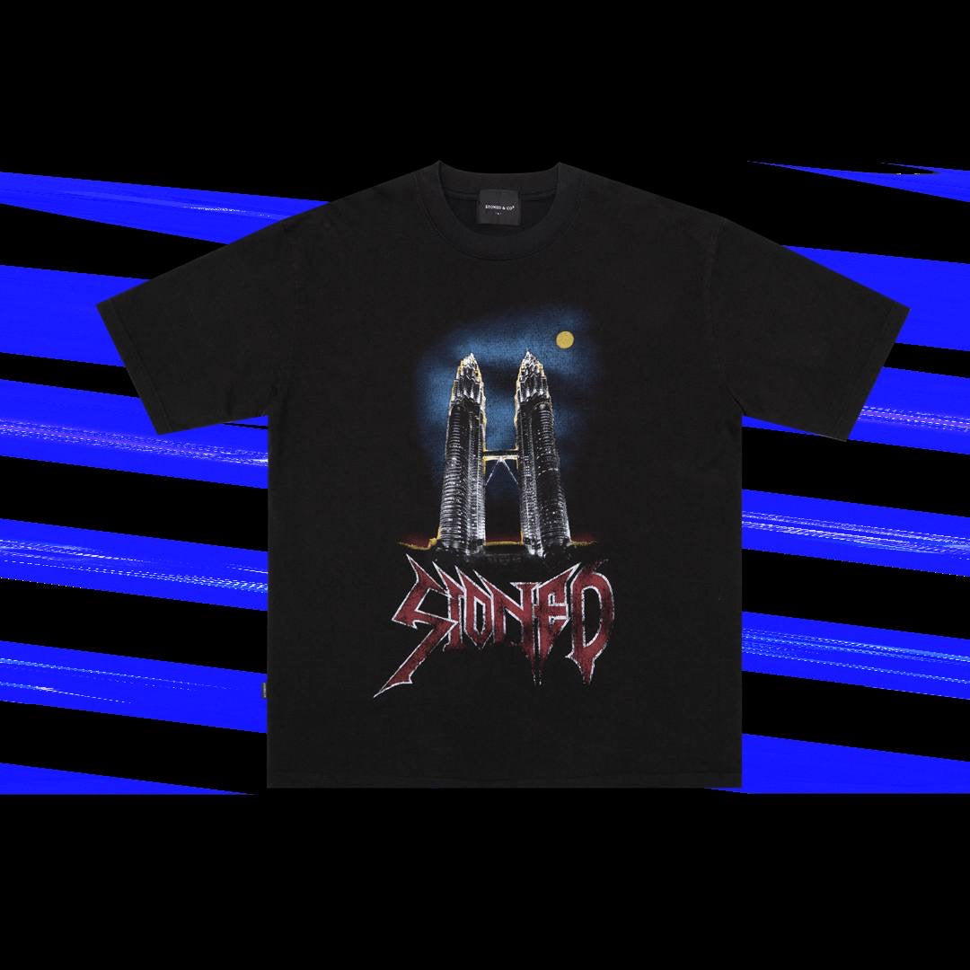 Stoned & Co Twin Tower Washed Tee Black