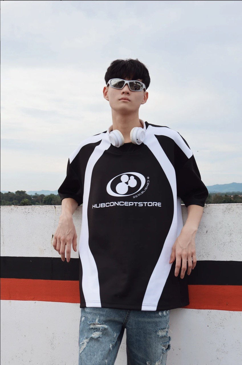 MIDFIELD CORE HUBCO TEE BLACK WHITE