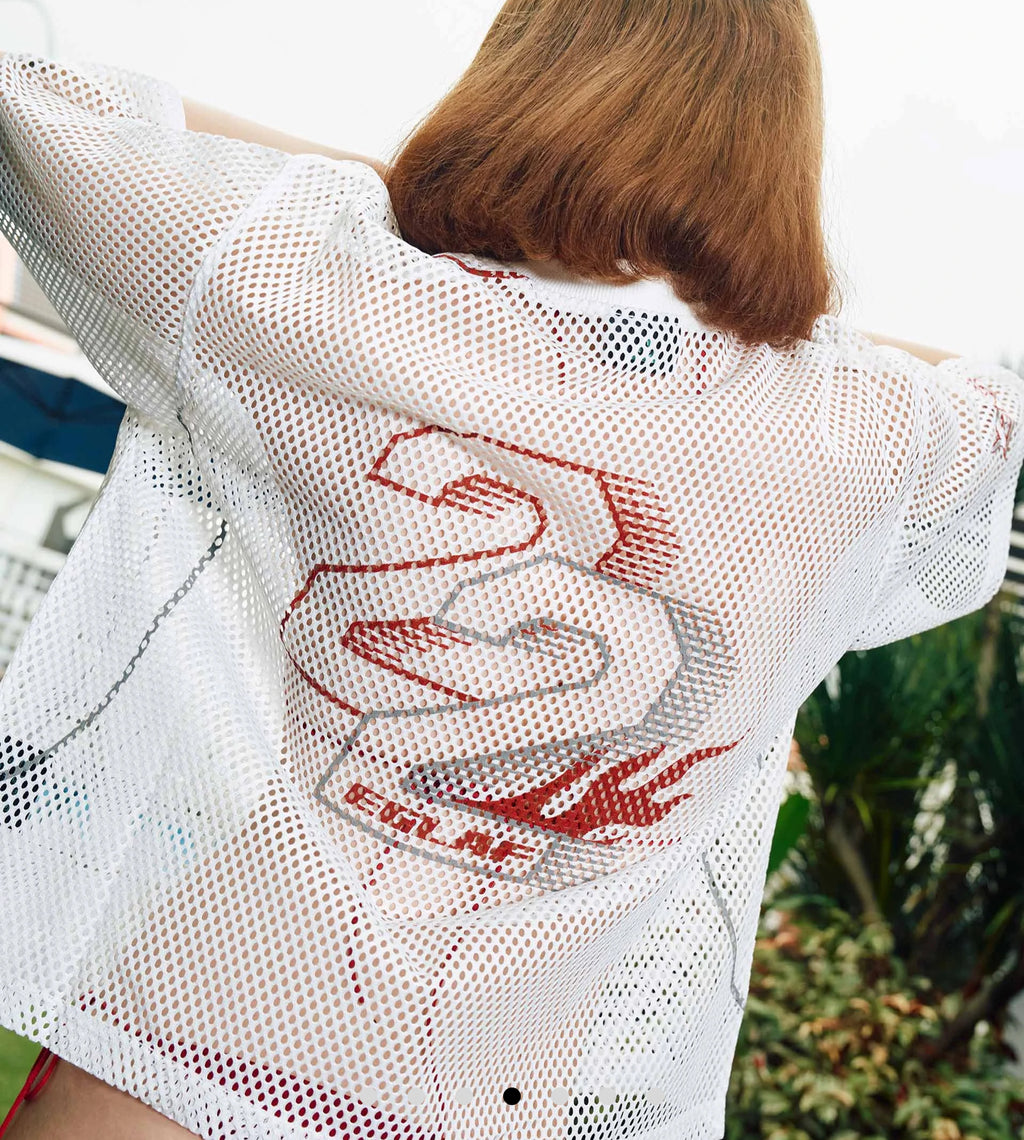 EGLAF MV MESH BOXY TEE WHITE