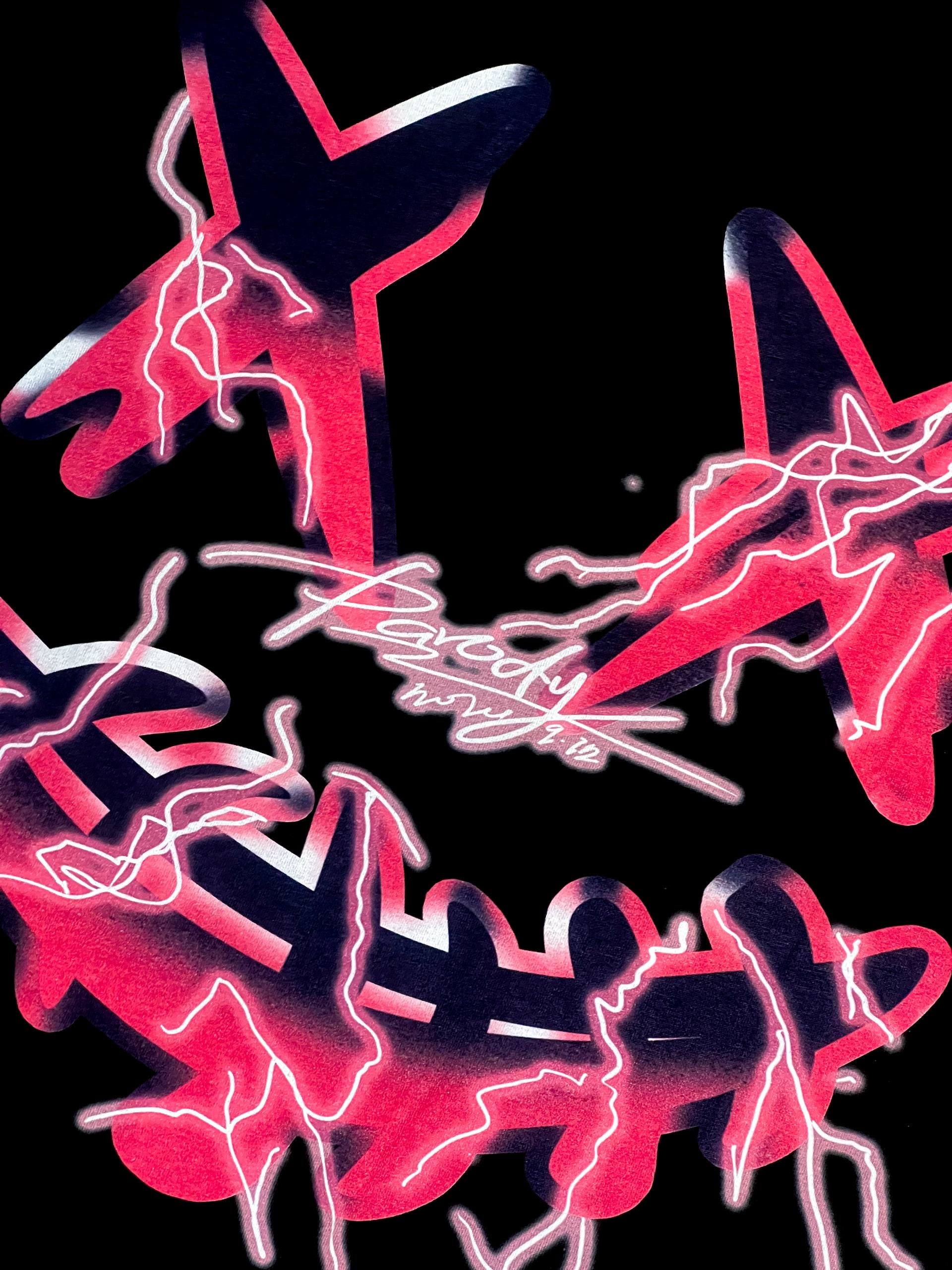 PARODY SMILEY FACE DESIGN 012 BLACK T SHIRT