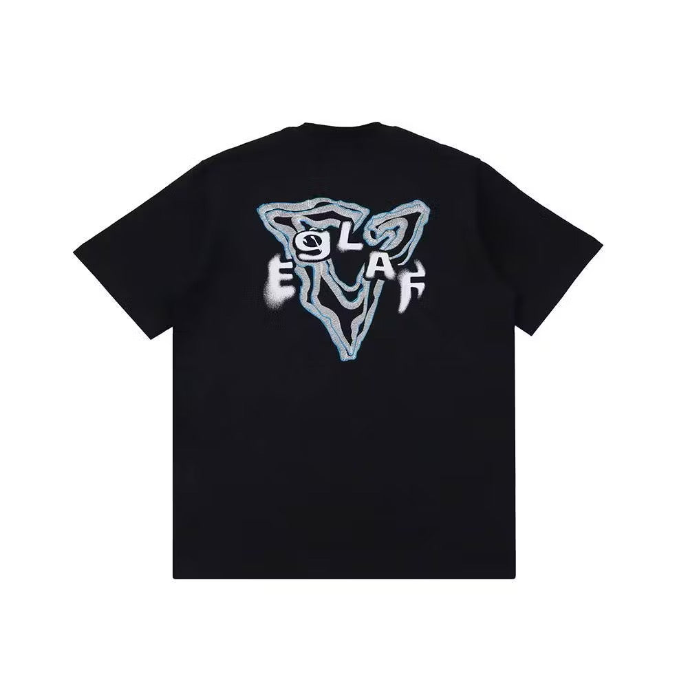 EGLAF FLAMES BURN EMBROIDERY TEE BLACK