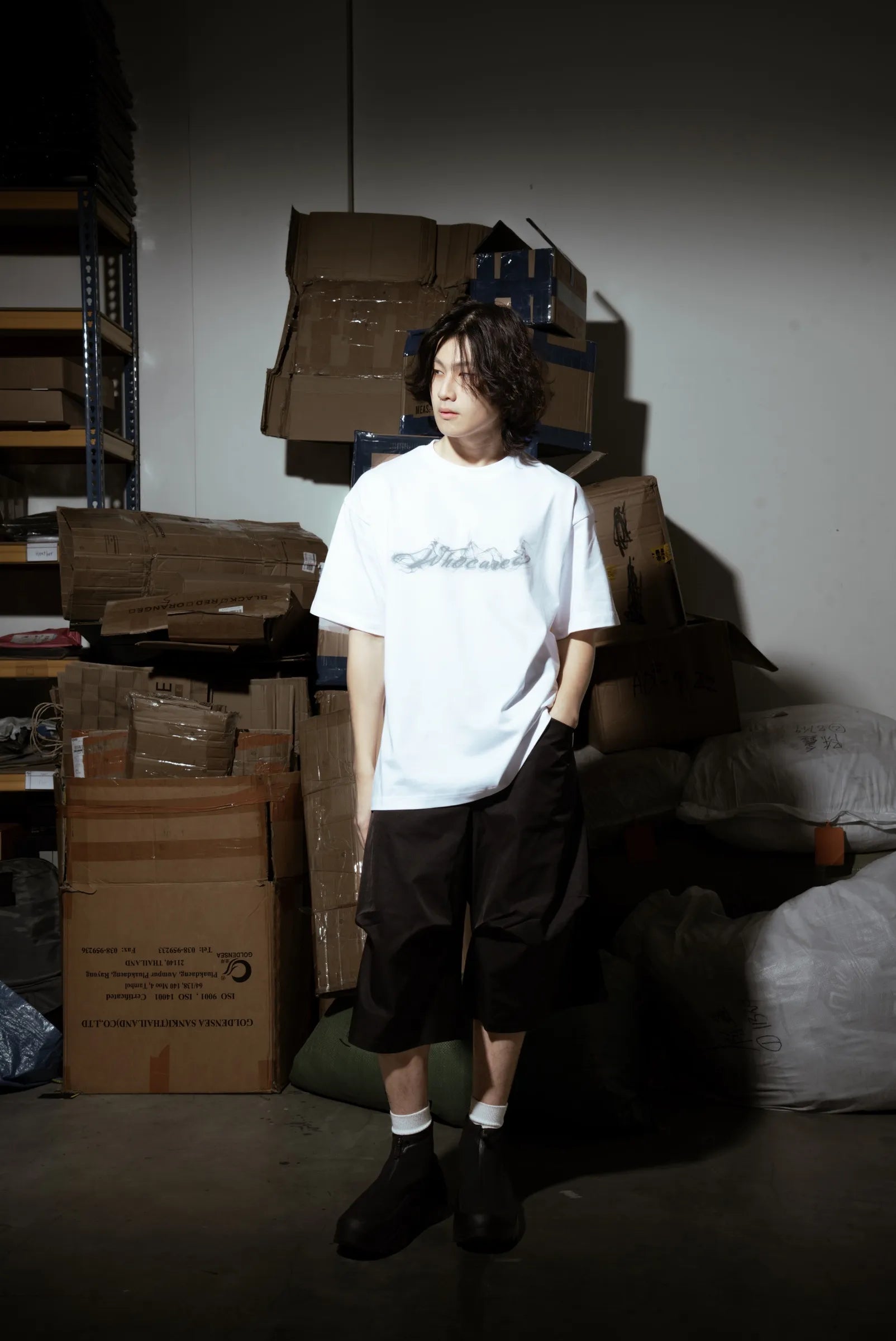 WHOCARES SMOKE LOGO TEE WHITE