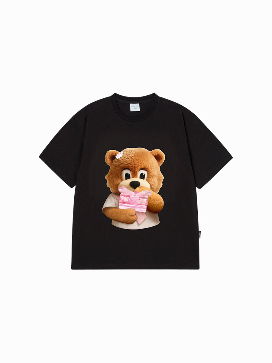 ADLV BEAR HOLDING GIFT BLACK TEE