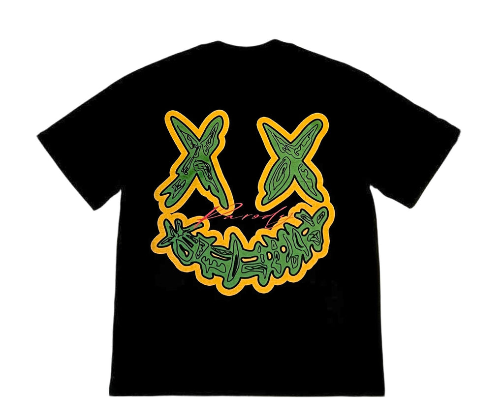 PARODY SMILEY FACE DESIGN 008 BLACK T SHIRT