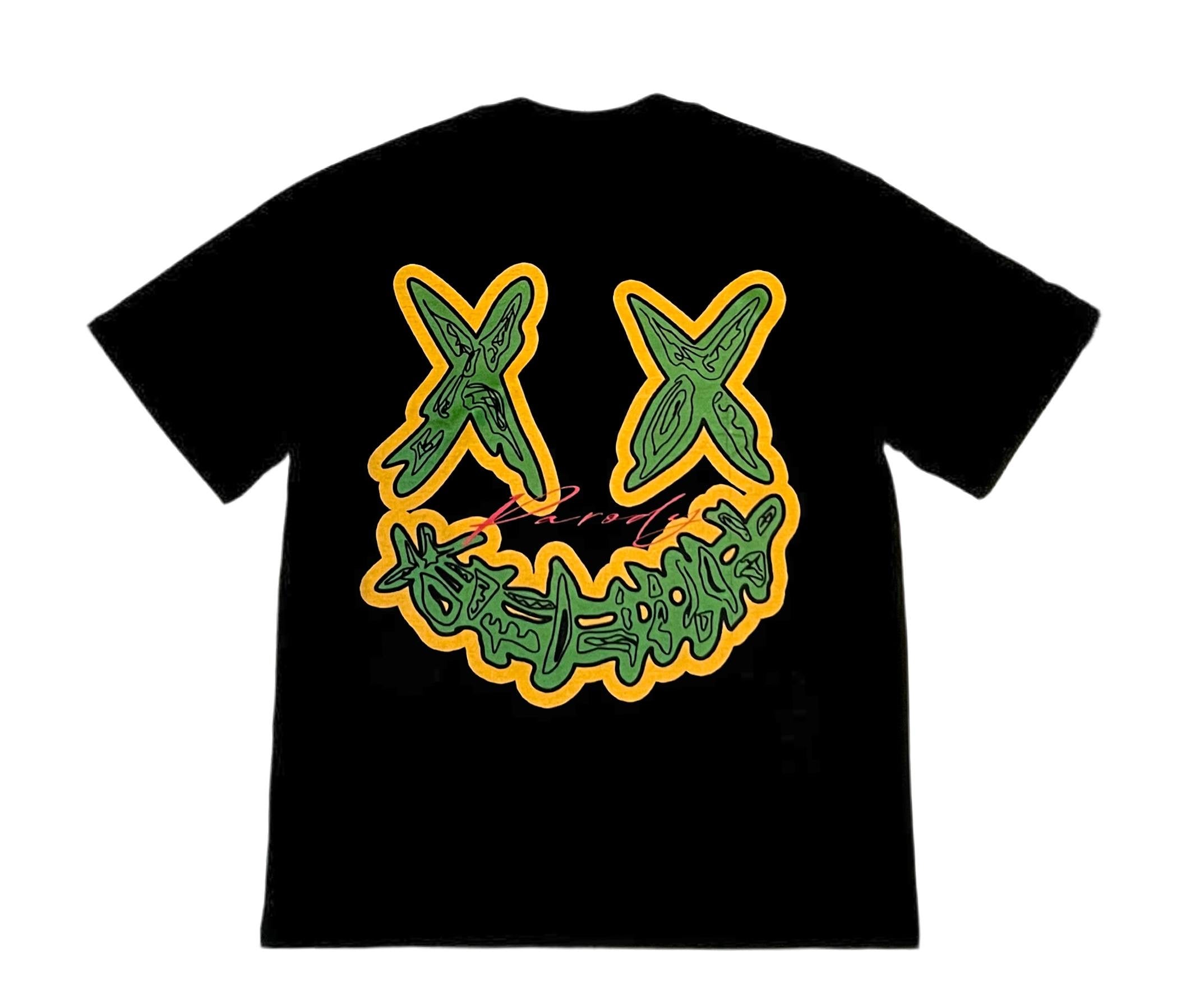 PARODY SMILEY FACE DESIGN 008 BLACK T SHIRT