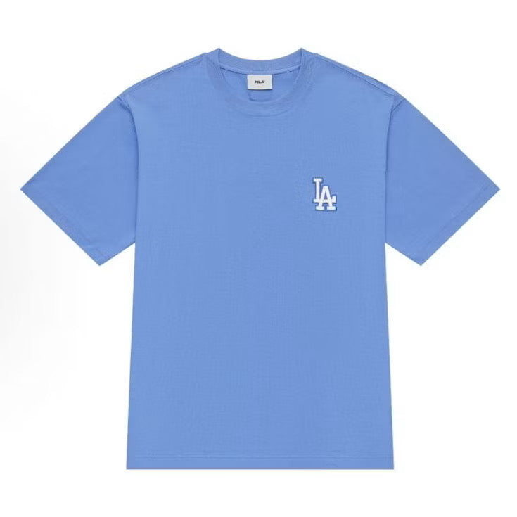 MLB LA WHITE MONOGRAM PRINTED LOGO BLUE TEE
