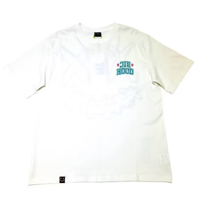 RICKYISCLOWN BLUE BOHO EMBROIDERY WHITE TEE