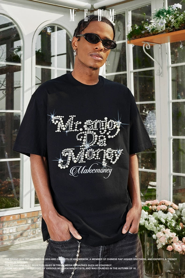 MEDM ALL OVER CRYSTAL BLACK TEE