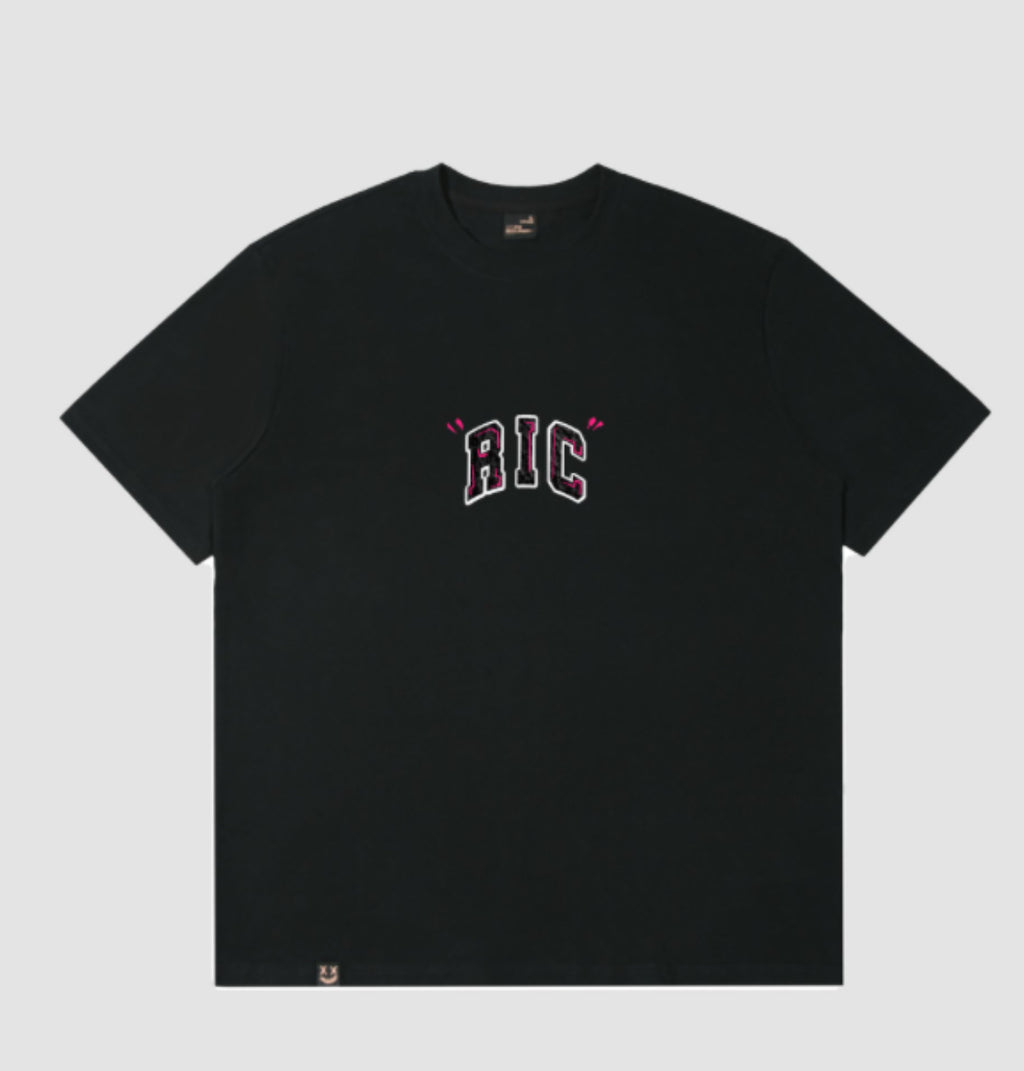 RICKYISCLOWN CROCODILE SKIN BLACK LOGO BLACK T SHIRT