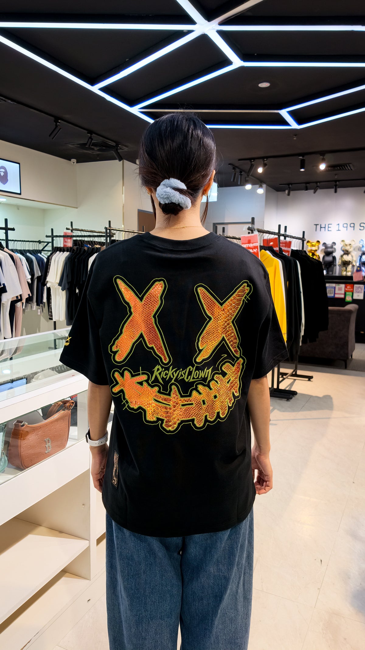 RICKYISCLOWN ALL STAR ORANGE GRADIENT CROC SKIN TEE BLACK