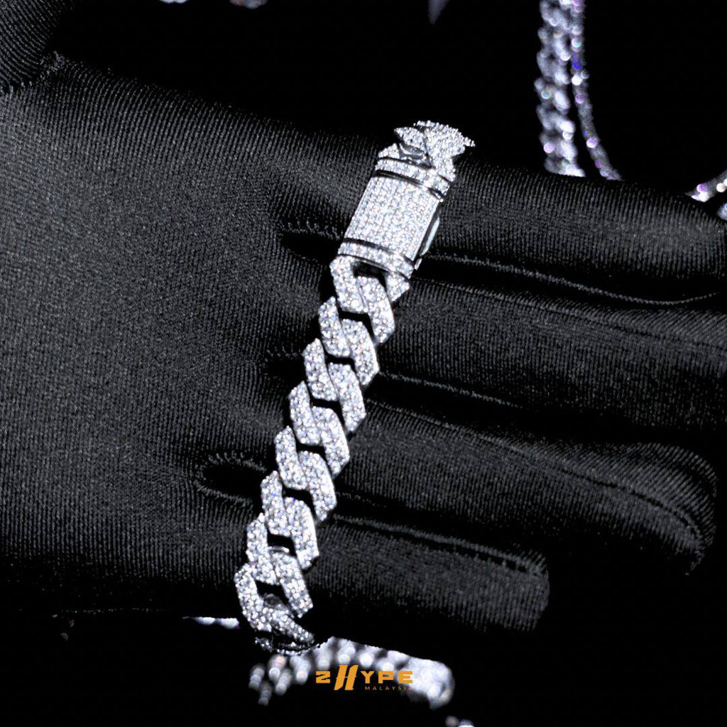 12mm VVS Moissanite Cuban Bracelet