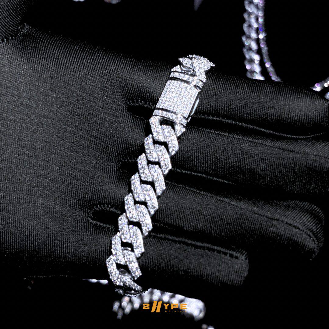 12mm VVS Moissanite Cuban Bracelet