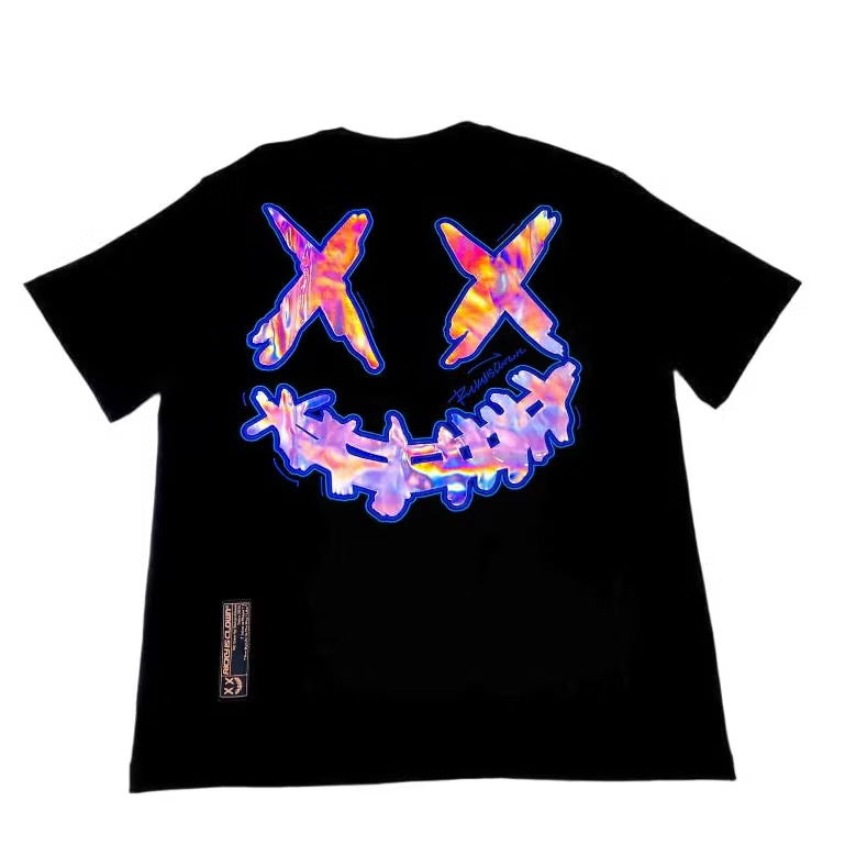RICKYISCLOWN LASER CRYSTAL REFLECTIVE BLACK TEE
