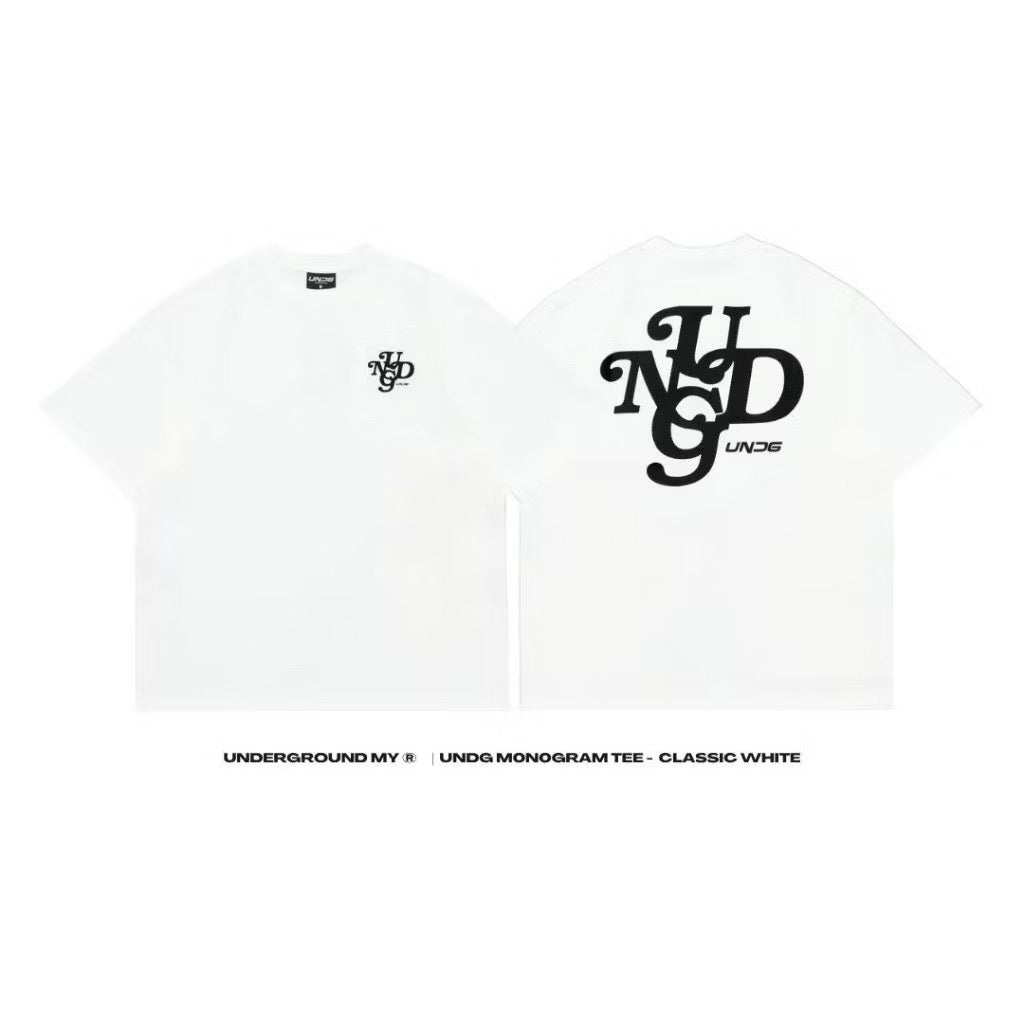 UNDG MONOGRAM BASIC TEE WHITE/BLACK LOGO