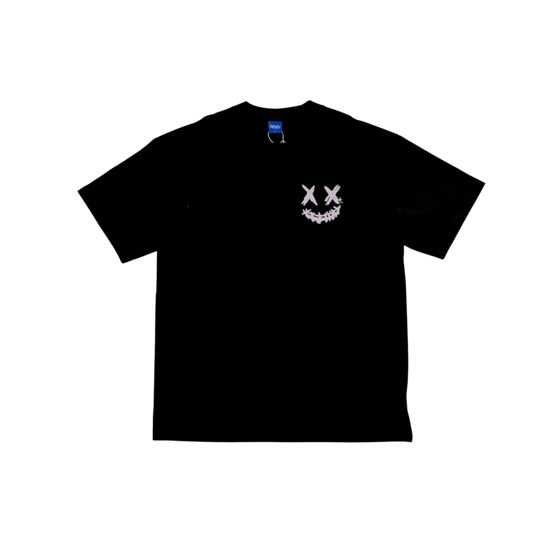 PARODY SMILEY FACE DESIGN 059 BLACK T SHIRT