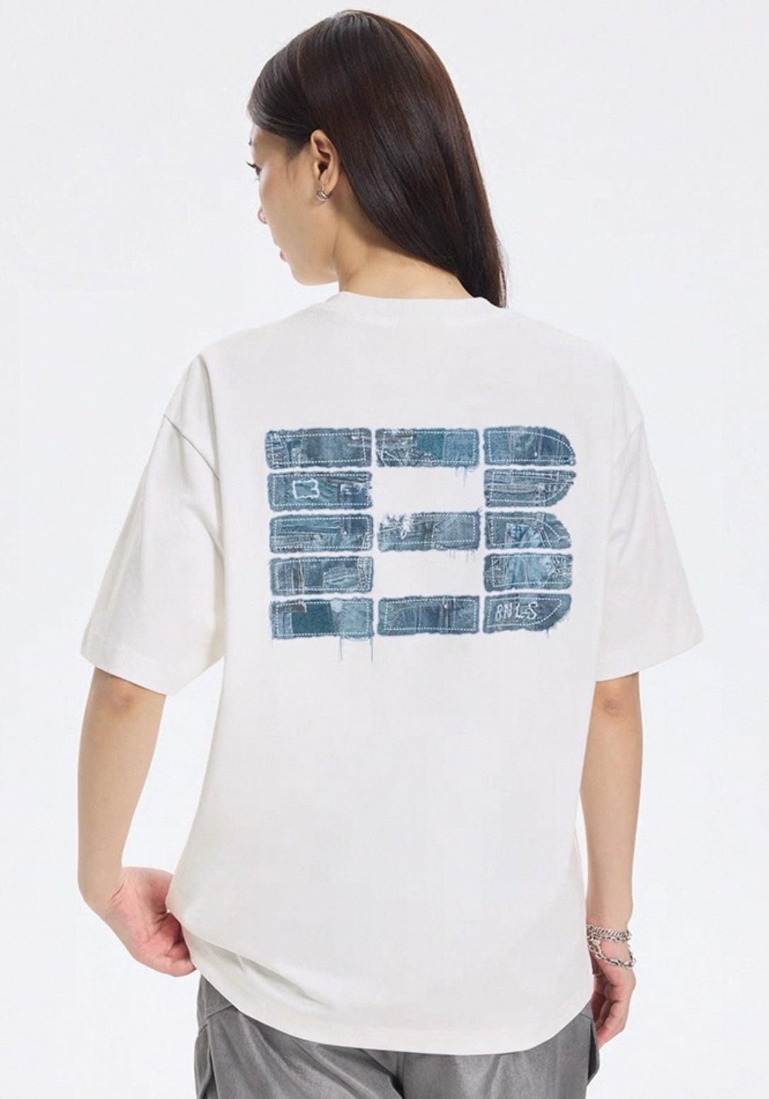 BONELESS JEANS EMBROIDERED TEE WHITE